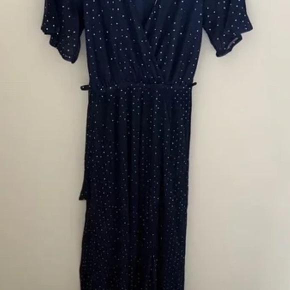NWT Baltic Born Blue and Silver Speckle Short Sleeve Grace Sparkle Maxi Dress - Picture 8 of 9